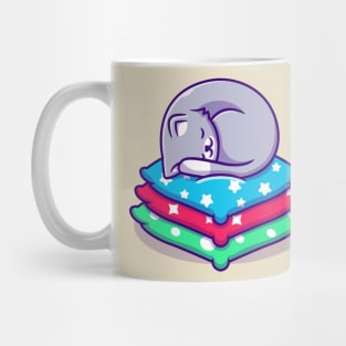 Cute Cat Sleeping On Pillow Cartoon Mug